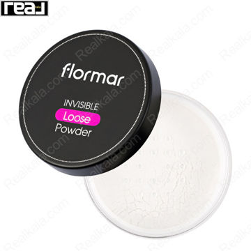 نمای نزدیک پودر بیک فلورمار Invisible Loose Powder با فرمول شفاف و مات‌کننده برای فینیش طبیعی آرایش