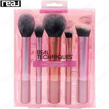 بسته‌بندی ست براش Real Techniques Face Essentials شامل پنج براش مخصوص آرایش صورت و گونه