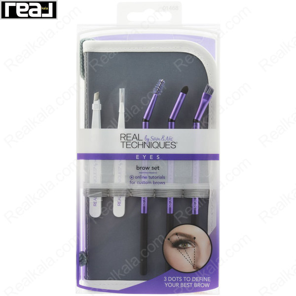 ست ابزار اصلاح و فرم‌دهی ابرو ریل تکنیک Brow Set شامل موچین برس ابرو و ابزار تعیین قوس ابرو
