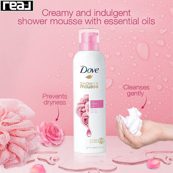 شاور موس حمام و اصلاح داو روغن گل رز Dove Shower Mousse With Rose Oil 200ml