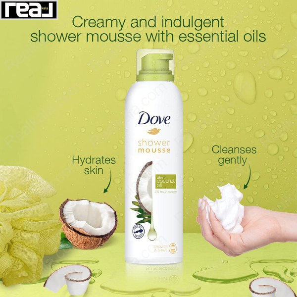 شاور موس حمام و اصلاح داو حاوی روغن نارگیل Dove Shower Mousse With Coconut Oil 200ml