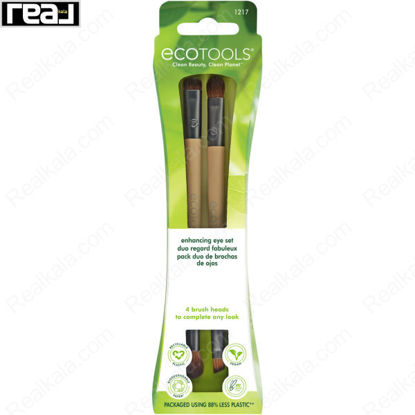 نمای جلویی بسته‌بندی ست براش چشم Ecotools Enhancing Eye Set 1217 با دو براش دوطرفه و طراحی کم‌پلاستیک