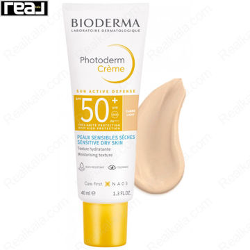 ضد آفتاب کرمی رنگی بایودرما فتودرم +SPF50 رنگ روشن 40 میل مناسب پوست خشک و حساس