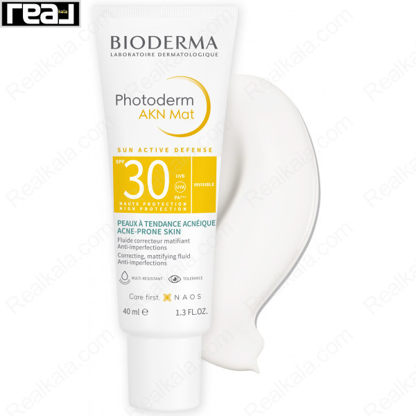 ضد آفتاب فلوئیدی بی‌رنگ بایودرما فتودرم AKN Mat SPF30 مناسب پوست مستعد آکنه 40 میل