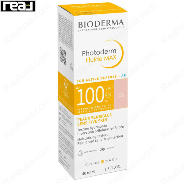 جعبه ضد آفتاب فلوئیدی رنگی بایودرما فتودرم SPF100 رنگ خیلی روشن 40 میل