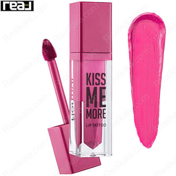 بدنه شیشه‌ای رژ لب مایع کیس می مور فلورمار شماره 24 رنگ Crazy Pink در کنار اپلیکاتور و سواچ صورتی پررنگ مات