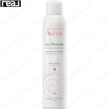 اسپری آب معدنی Avène Eau Thermale Thermal Spring Water 300ml با بطری آئروسل سفید، مناسب پوست حساس، درج عبارت Soothing anti‑irritating و ساخت فرانسه