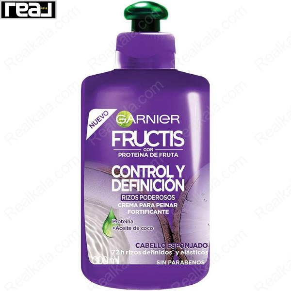 Garnier Fructis Rizos Poderosos – کرم حالت‌دهنده برای موهای فر با پروتئین میوه و روغن نارگیل برای کنترل و تعریف