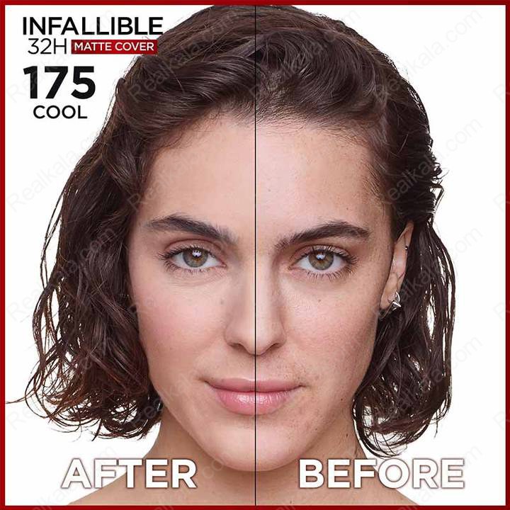 کرم پودر مات کننده L'Oréal مدل Infallible 32H شماره 175 با نیاسینامید و SPF 25