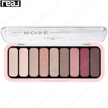 نمای داخل پالت سایه Essence The Rose Edition شامل ۹ رنگ مات و براق در طیف صورتی، نود و قهوه‌ای با پیگمنت بالا