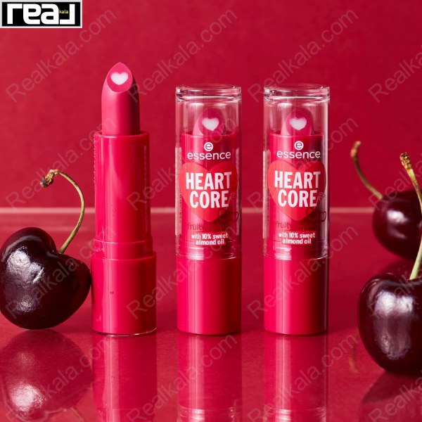 بالم لب میوه ای مغز دار اسنس شماره 01 گیلاس Essence Heart Core Fruity Lip Balm Crazy Cherry