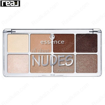 پالت سایه چشم Essence All About Nudes EyeShadow 02 با 8 رنگ نود و قهوه‌ای در بسته‌بندی شفاف