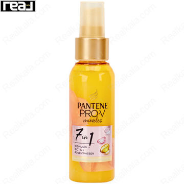اسپری مراقبتی Pantene Pro‑V Miracles 7‑in‑1 حاوی روغن کرچک، بیوتین و عصاره رز برای تغذیه و ترمیم موهای آسیب‌دیده