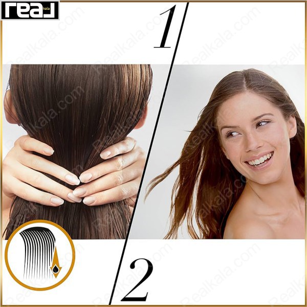نمای نزدیک از موهای صاف و براق پس از استفاده از روغن محافظ کراتین Pantene Pro‑V برای تغذیه و افزایش لطافت تارهای مو