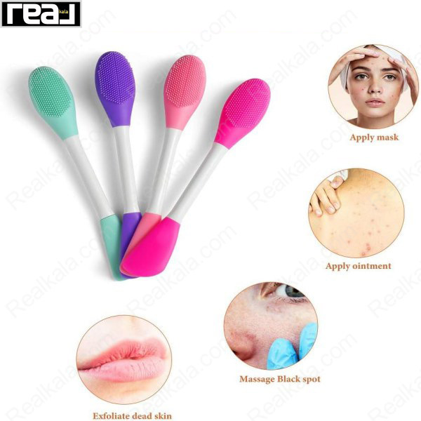 براش سیلیکونی ماسک و پاکسازی صورت دوطرفه در رنگ‌های متنوع مناسب پخش ماسک، ماساژ و لایه‌برداری ملایم پوست