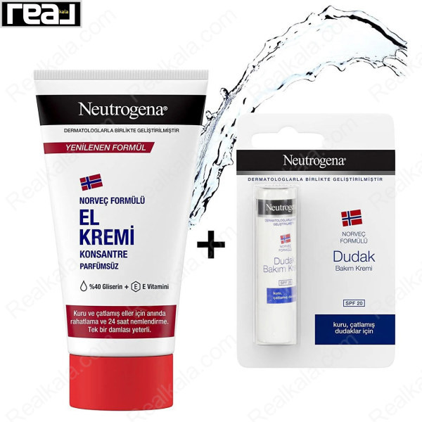 پک کرم مرطوب کننده دست و بالم لب نوتروژینا Neutrogena Hand Cream & Lip Blam Pack