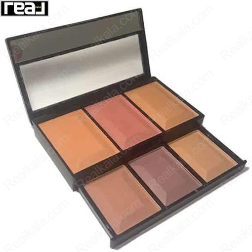 پالت رژگونه کشویی دو طبقه گارینر شماره 403 GARINEER 6 Color Matte Blusher