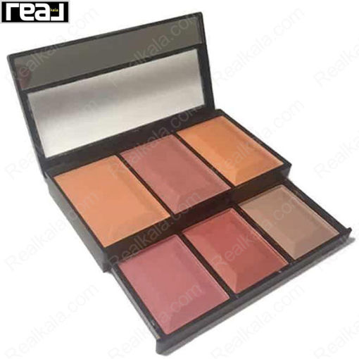 پالت رژگونه کشویی دو طبقه گارینر شماره 401 GARINEER 6 Color Matte Blusher