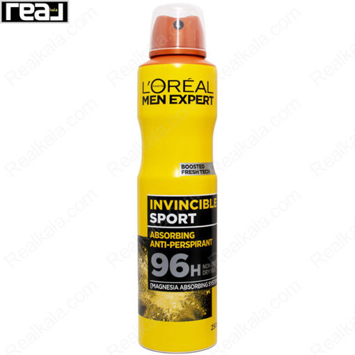 اسپری ضد تعریق لورال اینوینسیبل اسپرت 96 ساعته Loreal Invincible Sport 96H Anti Perspirant Spray