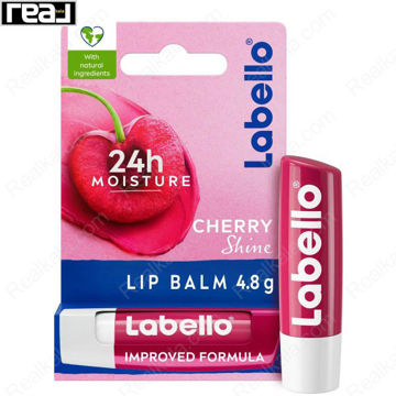 بسته‌بندی کامل بالم لب Labello مدل Cherry Shine با تصویر گیلاس