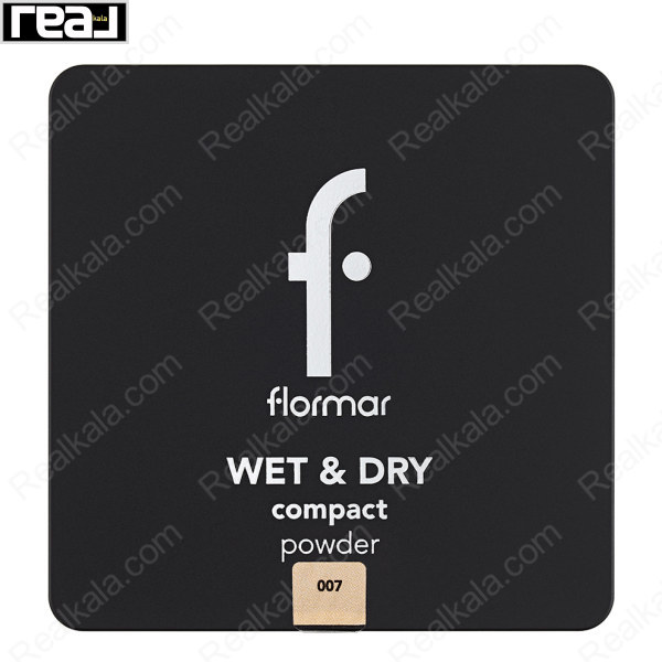 نمای جلویی قاب مشکی پنکک دوکاره فلورمار شماره 007 مدل Wet & Dry رنگ Caramel Peach
