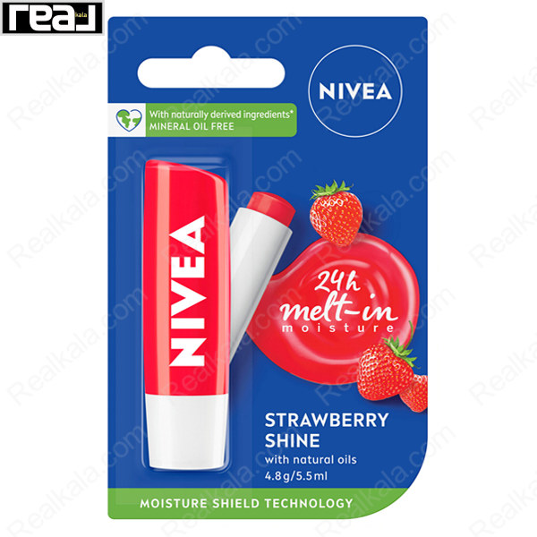 بالم لب 24 ساعته نیوا توت فرنگی براق Nivea 24h StrawBerry Shine