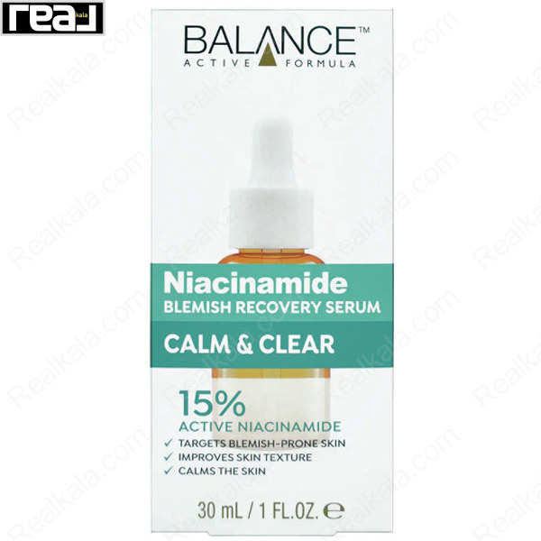 سرم نیاسینامید Balance Active Formula با غلظت ۱۵٪ برای کاهش جوش، بهبود بافت پوست و کمک به آرام‌سازی و شفاف شدن پوست