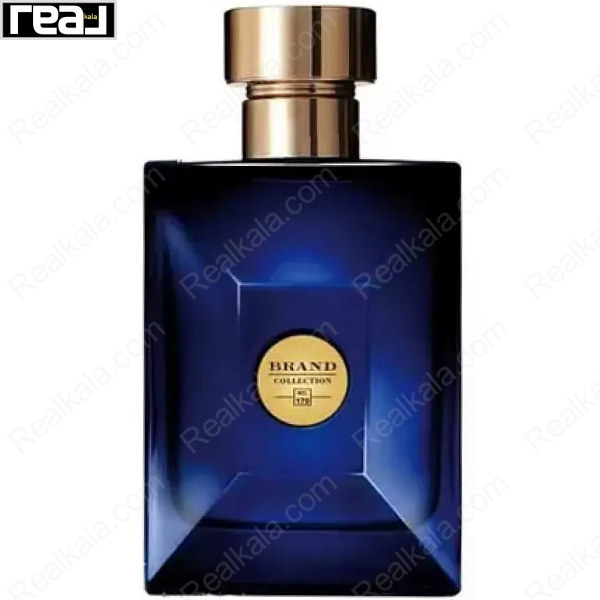 ادکلن برند کالکشن کد 170 ورساچه دیلان بلو مردانه با شیشه آبی تیره و درب طلایی