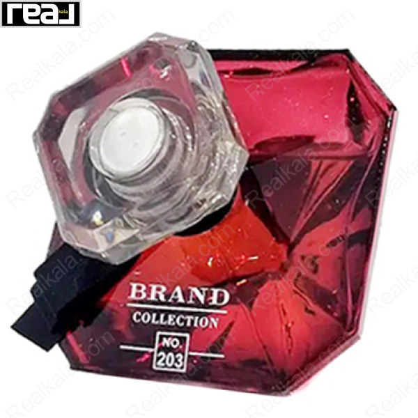 ادکلن برند کالکشن کد 203 لانکوم لا نویت ترزور ای لا فولی زنانه با طراحی الماسی قرمز تیره و درب شفاف