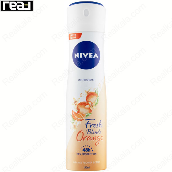 اسپری ضد تعریق نیوا Fresh Blends Orange با رایحه شکوفه پرتقال و حس طراوت روزانه