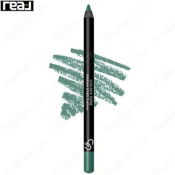 مداد چشم گلدن رز دریم آیز شماره 412 با رنگ سبز تیل تیره در کنار سواچ اختصاصی همان رنگ