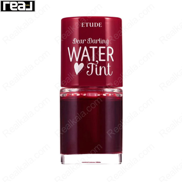 تینت لب Etude Dear Darling Water Tint رنگ Red Grapefruit Ade 04 با بدنه شفاف و درب قرمز