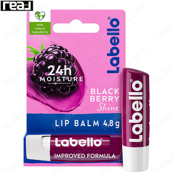 بسته‌بندی کامل بالم لب Labello مدل Blackberry Shine با تصویر تمشک