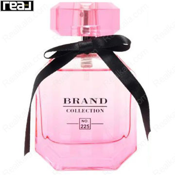 ادکلن برند کالکشن کد 225 ویکتوریا سکرت بامبشل زنانه با طراحی صورتی شفاف، درب کریستالی و روبان مشکی