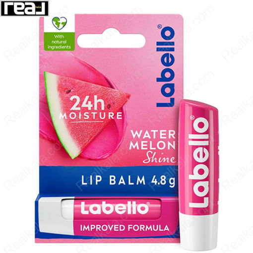 بالم لب 24 ساعته لابلو هندوانه براق حاوی شی باتر Labello Watermelon Shine Lip Balm 24h Hydration