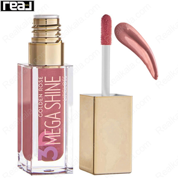 برق لب شیمر گلدن رز مگا شاین شماره 115 با رنگ رز موو و اپلیکاتور اسفنجی
