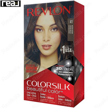 رنگ مو Revlon Colorsilk Beautiful Color شماره 41 با فرمول بدون آمونیاک، حاوی کراتین و تکنولوژی 3D Color برای ایجاد رنگ قهوه‌ای متوسط با ماندگاری بالا و درخشندگی مو