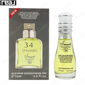 بطری اسمارت کالکشن کد 34 با تصویر عطر کالوین کلین اترنیتی مردانه روی جعبه