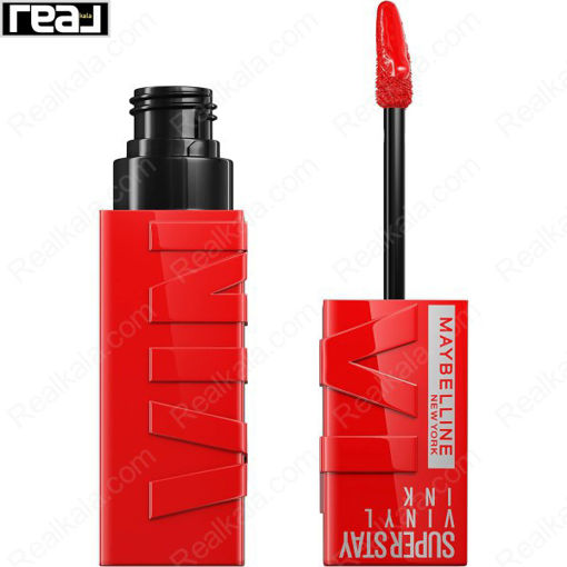 رژ لب مایع براق سوپر استی میبلین 16 ساعته شماره 25 Maybelline Superstay Vinyl Ink Red Hot