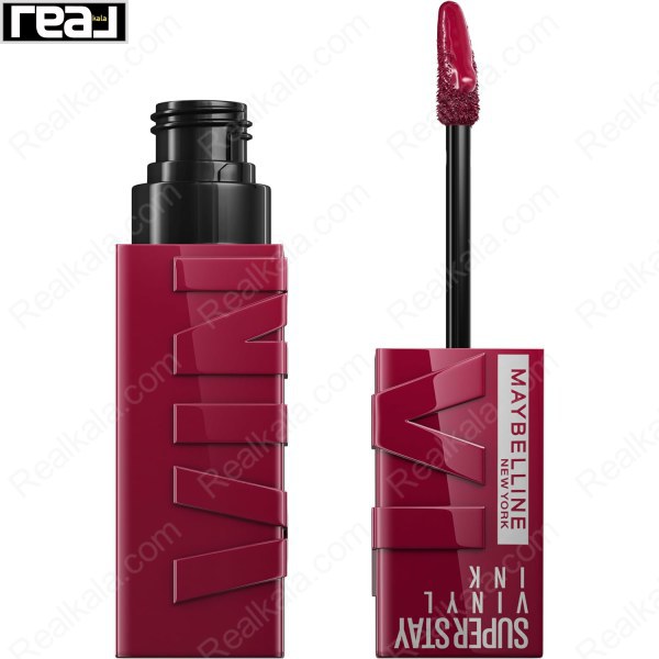 رژ لب براق Maybelline شماره 30 Unrivaled با رنگ بنفش جگری تیره و فرمول وگان، مناسب آرایش های شبانه