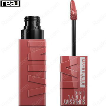 رژ لب براق Maybelline شماره 115 Peppy با رنگ صورتی سرخ گرم و فرمول وگان، مناسب پوست های روشن تا سبزه