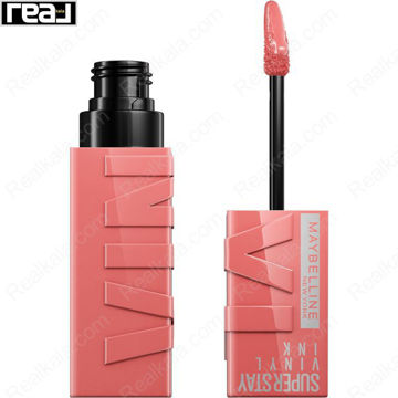رژ لب براق Maybelline شماره 100 Charmed با رنگ نود رز گرم و فرمول وگان، مناسب آرایش های روزمره