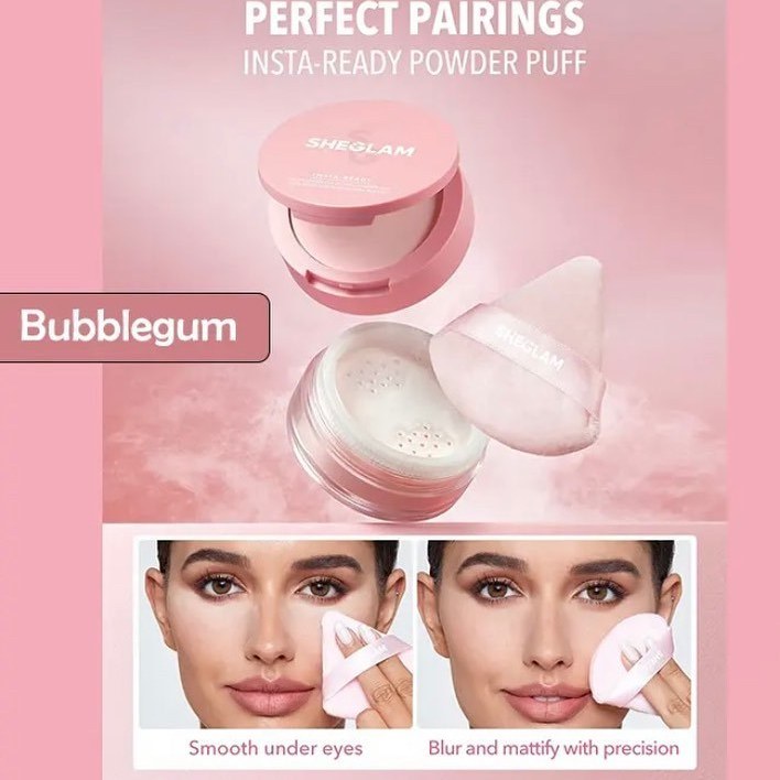 پودر فیکس شیگلم رنگ Bubblegum مناسب صورت و زیر چشم Sheglam Face & Under Eye Setting Powder Duo