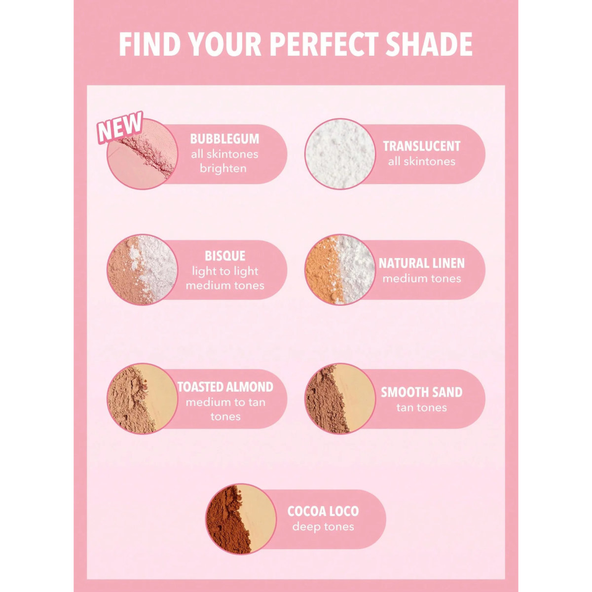 راهنمای انتخاب پودر Insta-Ready شیگلم رنگ Bubblegum