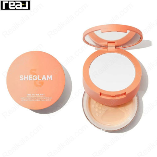 پودر دو کاره شیگلم رنگ نچرال لینن مناسب صورت و زیر چشم Sheglam Face & Under Eye Setting Powder Duo Natural Linen