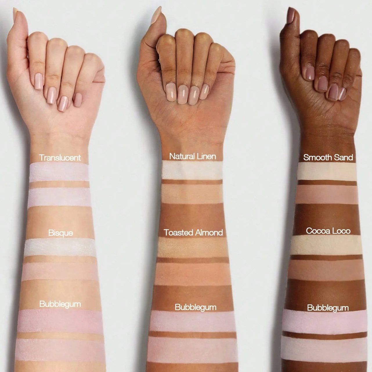 تست پودر Insta-Ready شیگلم رنگ Natural Linen روی پوست روشن، متوسط و تیره