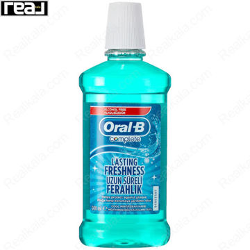 دهانشویه Oral‑B Complete Lasting Freshness بدون الکل حجم 500ml با طعم نعناع خنک و فرمول آنتی‌باکتریال برای کاهش پلاک دندانی و ایجاد نفس تازه