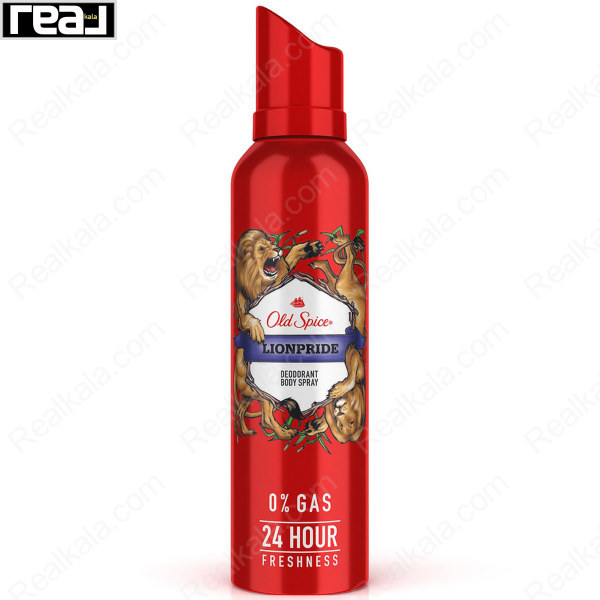 اسپری دئودورانت بدن Old Spice Lionpride مدل No Gas با رایحه مرکبات، گیاهان تازه و نت‌های چوبی
