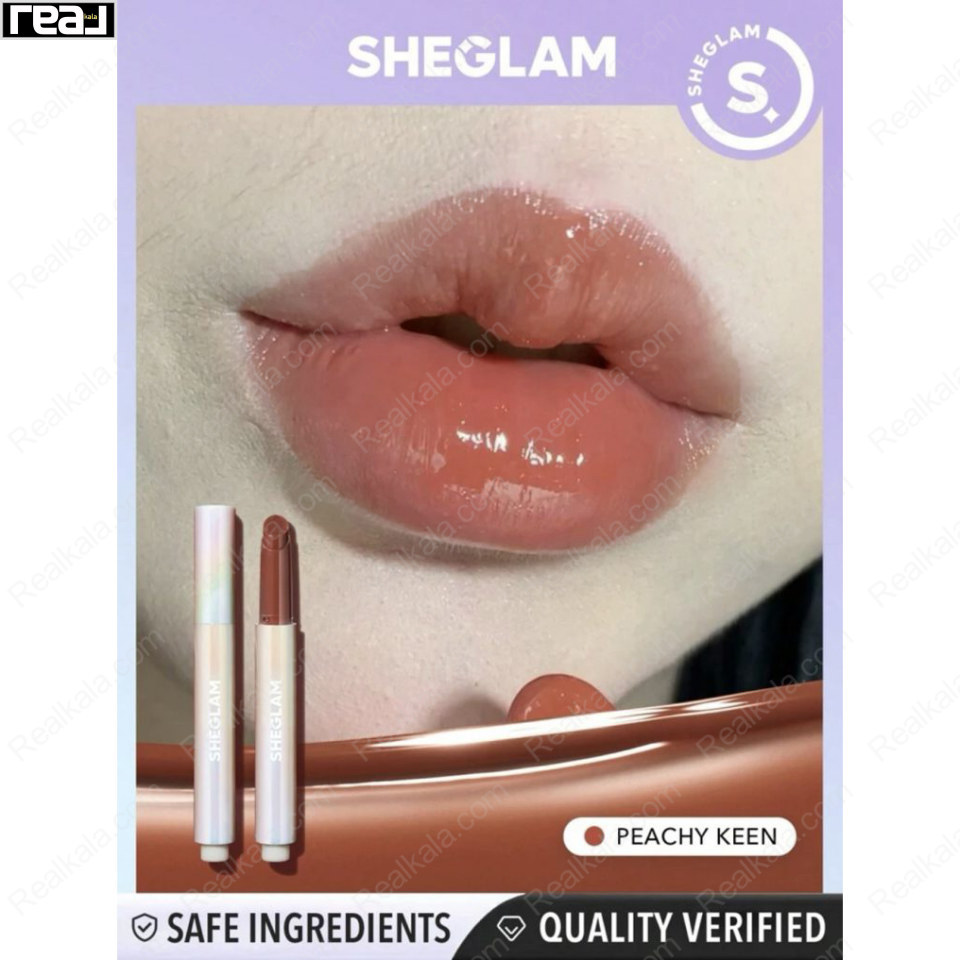 رژ لب قلمی شیگلم رنگ Peachy Keen حجم دهنده و براق کننده Sheglam Shine Lip Plumper