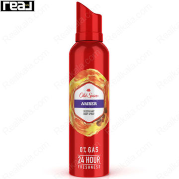 اسپری دئودورانت بدن Old Spice Amber مدل No Gas با ماندگاری 24 ساعته و رایحه میوه‌ای گرم
